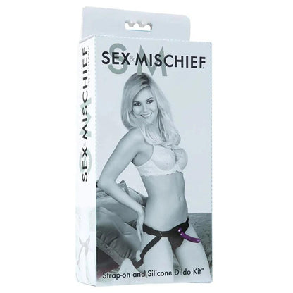 Sex & Mischief Strap-On & Silicone Dildo Kit - Black/Purple Adjustable Strap-On - SS10065