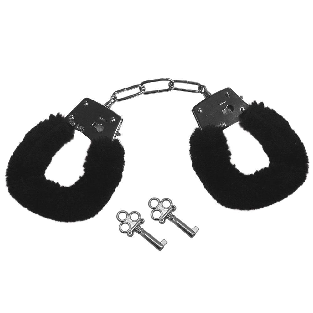 Sex & Mischief Furry Handcuffs - Black - Black Restraints - SS10066