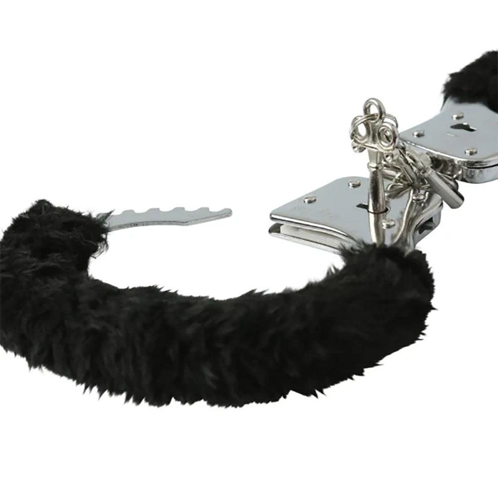 Sex & Mischief Furry Handcuffs - Black - Black Restraints - SS10066