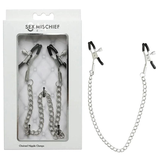 Sex & Mischief Chained Nipple Clamps - Nipple Clamps with 30 cm Chain - SS10089