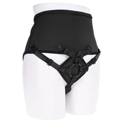 SPORTSHEETS High Waisted Corset Strap On - Black Adjustable Strap-On Harness (No Probe Included) - SS31006