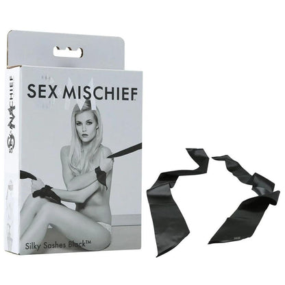 Sex & Mischief Silky Sashes Black - Black Restraints - SS32630