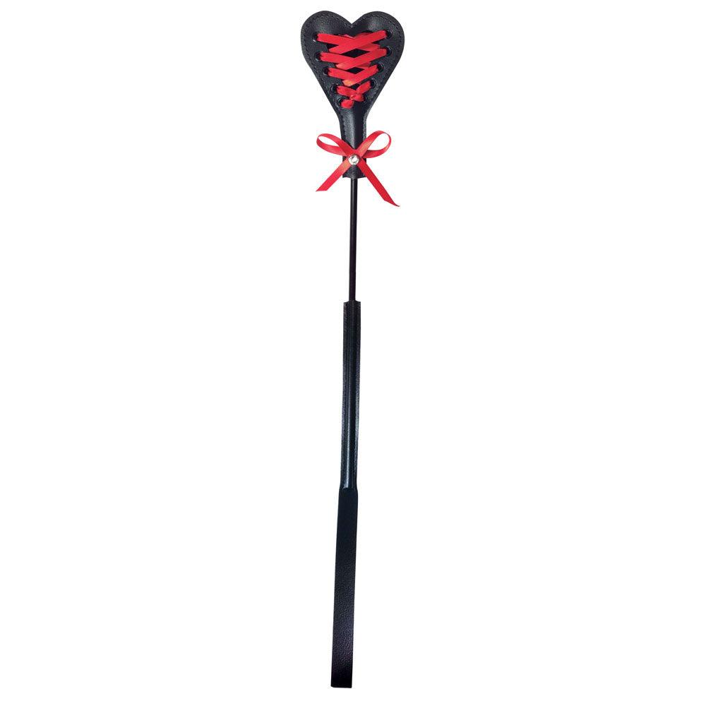 Sex & Mischief Heart Beat Crop - Black/Red 37.5 cm Crop Whip - SS77018