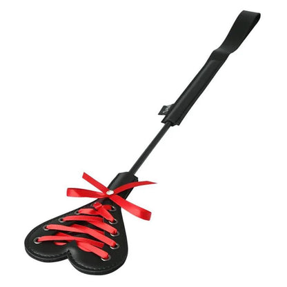 Sex & Mischief Heart Beat Crop - Black/Red 37.5 cm Crop Whip - SS77018