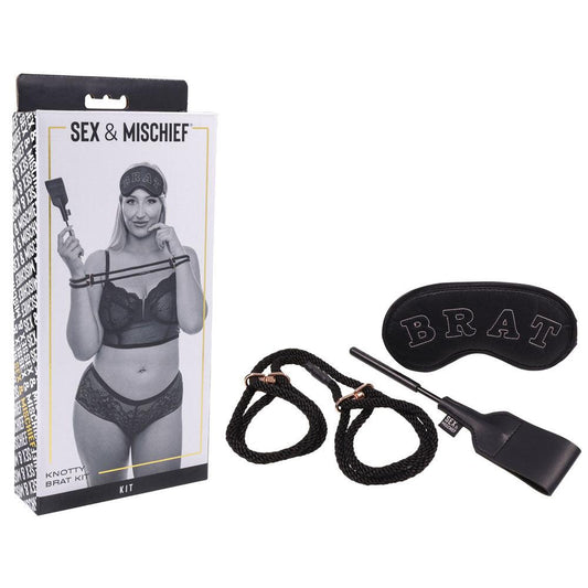 Sex & Mischief Knotty Brat Kit - Black Bondage Kit - 3 Piece Set - SS92128