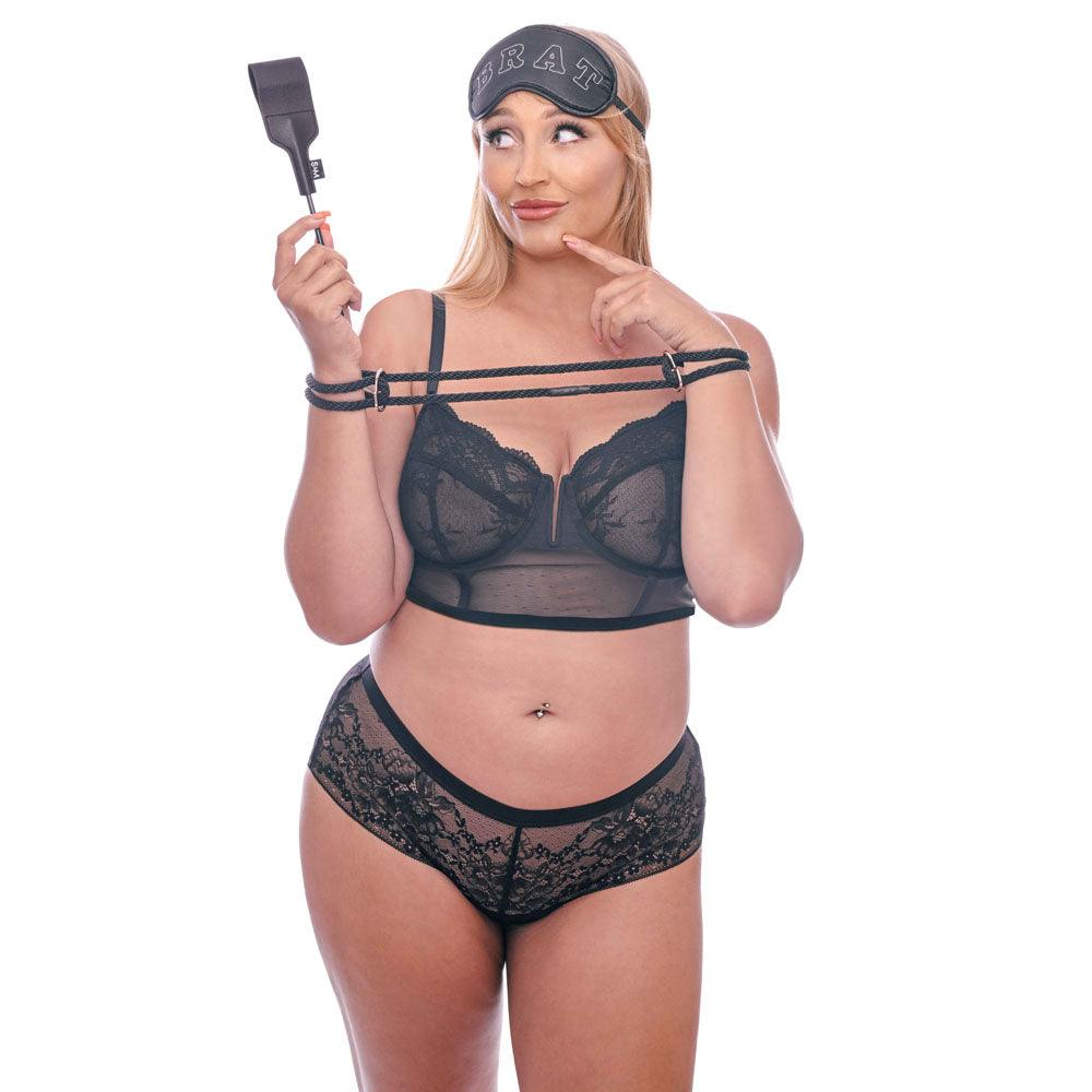 Sex & Mischief Knotty Brat Kit - Black Bondage Kit - 3 Piece Set - SS92128