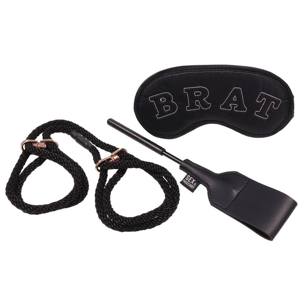 Sex & Mischief Knotty Brat Kit - Black Bondage Kit - 3 Piece Set - SS92128