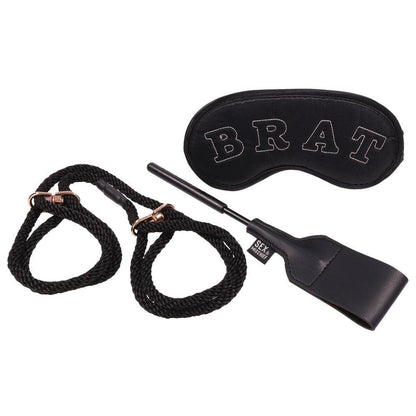 Sex & Mischief Knotty Brat Kit - Black Bondage Kit - 3 Piece Set - SS92128