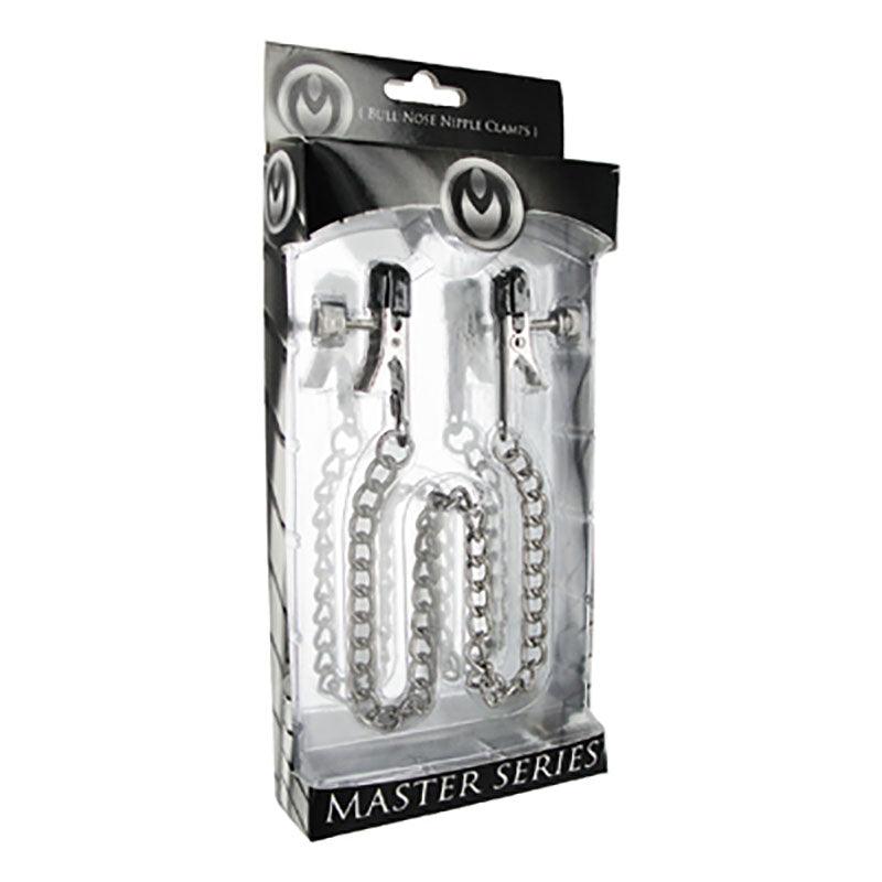 Master Series Ox Bull Nose Nipple Clamps - Metal Nipple Clamps with Chain - ST188