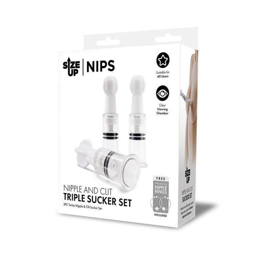 Size Up Nipple and Clit Triple Sucker Set - 3 Piece Sucker Set - SU102