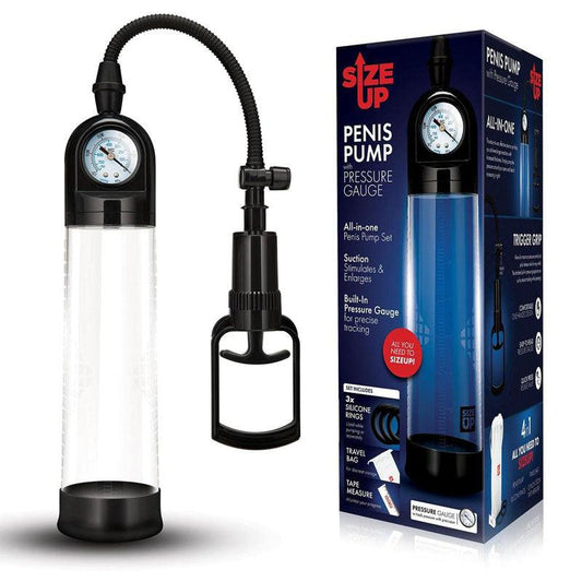 Size Up Penis Pump with Pressure Gauge - Clear Penis Pump - SU303