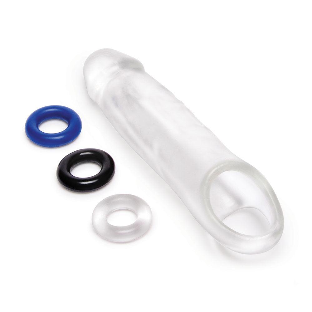 Size Up 1 Inch See-Thru Penis Extender with Ball Loop - Clear 2.5 cm (1'') Penis Extension Sleeve - SU400