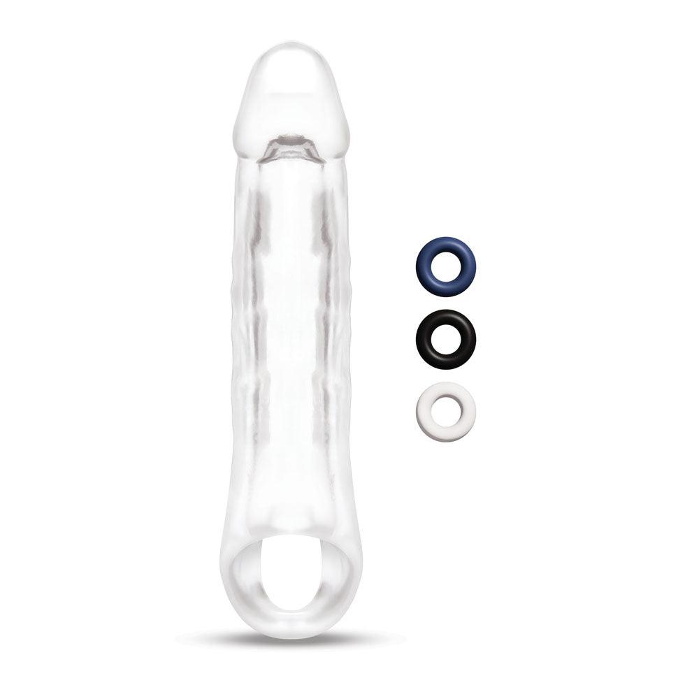 Size Up 2 Inch See-Thru Penis Extender with Ball Loop - Clear 5 cm (2'') Penis Extension Sleeve - SU402