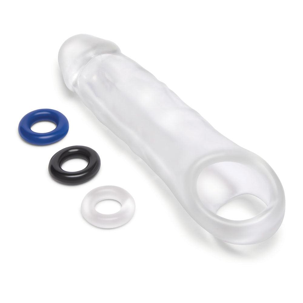 Size Up 2 Inch See-Thru Penis Extender with Ball Loop - Clear 5 cm (2'') Penis Extension Sleeve - SU402