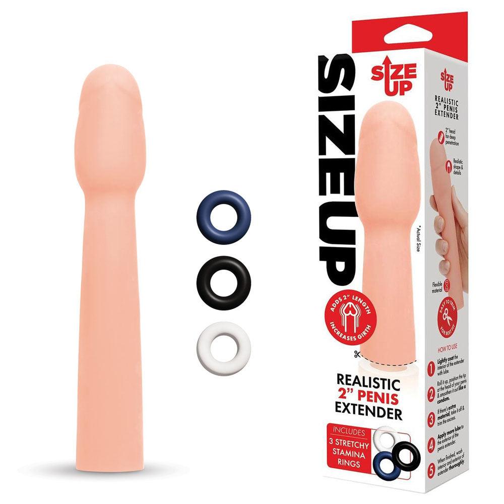 Size Up Realistic 2 Inch Penis Extender - Flesh 5 cm (2'') Penis Extension Sleeve - SU403