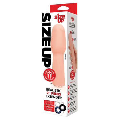 Size Up Realistic 2 Inch Penis Extender - Flesh 5 cm (2'') Penis Extension Sleeve - SU403