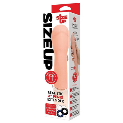 Size Up Realistic 3'' Penis Extender - Flesh 7.6 cm (3'') Penis Extension Sleeve - SU406