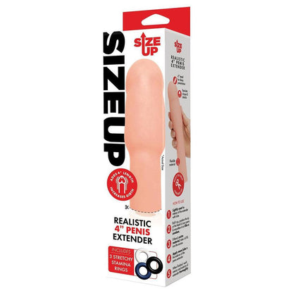 Size Up Realistic 4 Inch Penis Extender - Flesh 10.1 cm (4'') Penis Extension Sleeve - SU407