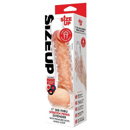 Size Up 1 Inch See-Thru Stretch Penis Extender - Clear 2.5 cm (1'') Penis Extension Sleeve - SU408