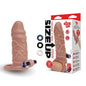 Size Up Vibrating 1 Inch Penis Extender + Ball Loop - Tan 2.5 cm (1'') Vibrating Penis Extension Sleeve - SU409