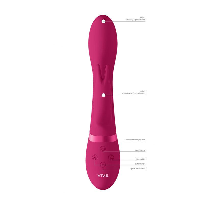 Vive Zosia - Pink 21.3 cm USB Rechargeable Rabbit Vibrator - VIVE016PNK