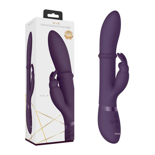 Vive Halo - Purple 24.5 cm USB Rechargeable Rabbit Vibrator - VIVE023PUR