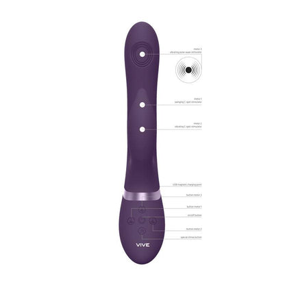 VIVE Aimi - Purple - Purple 22.3 cm USB Rechargeable Rabbit Vibrator - VIVE029PUR