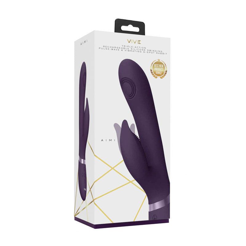 VIVE Aimi - Purple - Purple 22.3 cm USB Rechargeable Rabbit Vibrator - VIVE029PUR