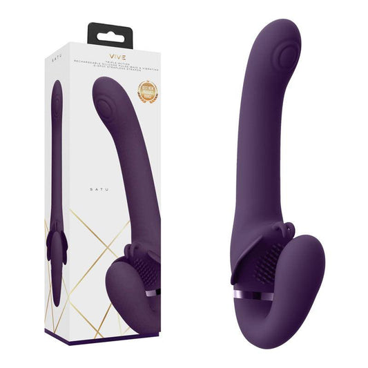 Vive SATU - Purple 23 cm USB Rechargeable Strapless Strap-On - VIVE033PUR