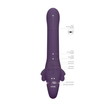 Vive SATU - Purple 23 cm USB Rechargeable Strapless Strap-On - VIVE033PUR