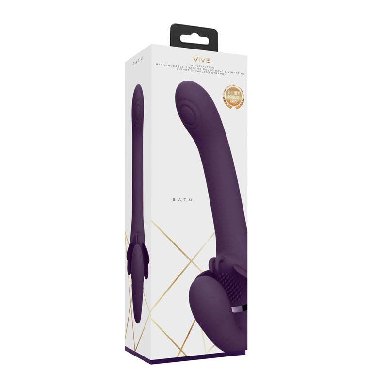 Vive SATU - Purple 23 cm USB Rechargeable Strapless Strap-On - VIVE033PUR