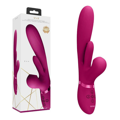 VIVE Ena - Pink - Pink 25 cm USB Rechargeable Thrusting Vibrator with Air Wave Stimulator - VIVE051PNK