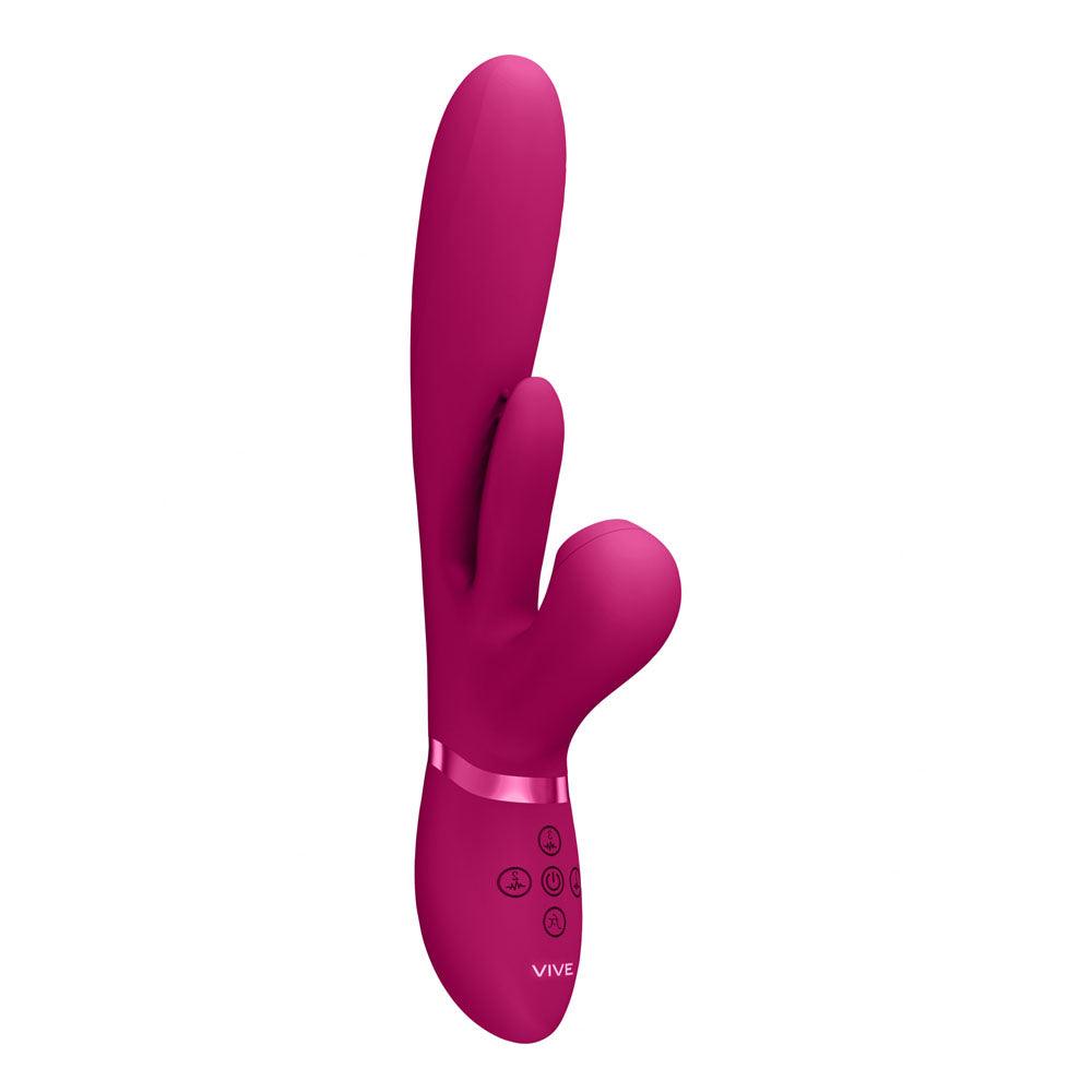 VIVE Ena - Pink - Pink 25 cm USB Rechargeable Thrusting Vibrator with Air Wave Stimulator - VIVE051PNK