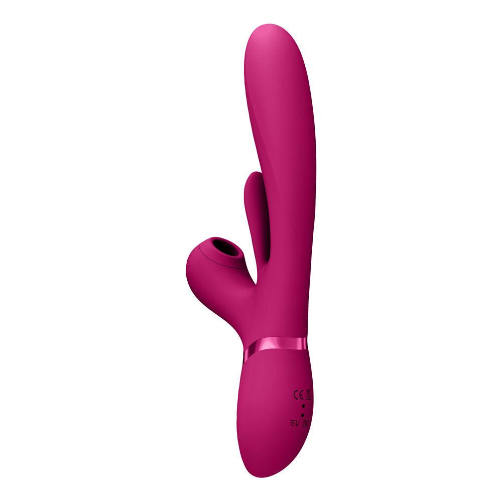 VIVE Ena - Pink - Pink 25 cm USB Rechargeable Thrusting Vibrator with Air Wave Stimulator - VIVE051PNK