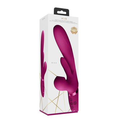 VIVE Ena - Pink - Pink 25 cm USB Rechargeable Thrusting Vibrator with Air Wave Stimulator - VIVE051PNK