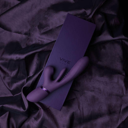 VIVE Ena - Purple - Purple 25 cm USB Rechargeable Thrusting Vibrator with Air Wave Stimulator - VIVE051PUR