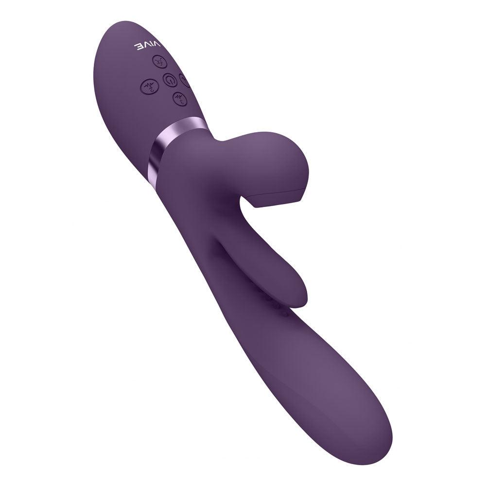 VIVE Ena - Purple - Purple 25 cm USB Rechargeable Thrusting Vibrator with Air Wave Stimulator - VIVE051PUR