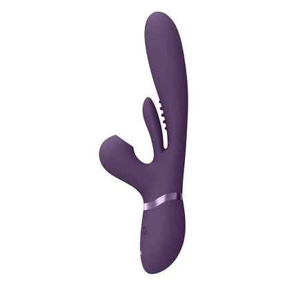 VIVE Ena - Purple - Purple 25 cm USB Rechargeable Thrusting Vibrator with Air Wave Stimulator - VIVE051PUR