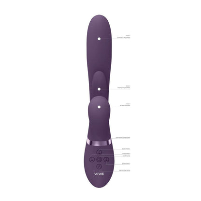 VIVE Ena - Purple - Purple 25 cm USB Rechargeable Thrusting Vibrator with Air Wave Stimulator - VIVE051PUR