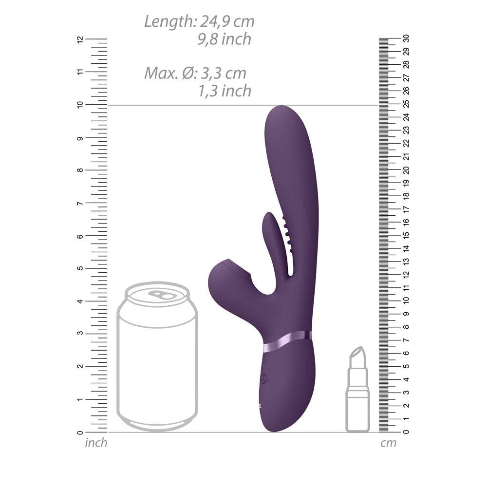 VIVE Ena - Purple - Purple 25 cm USB Rechargeable Thrusting Vibrator with Air Wave Stimulator - VIVE051PUR