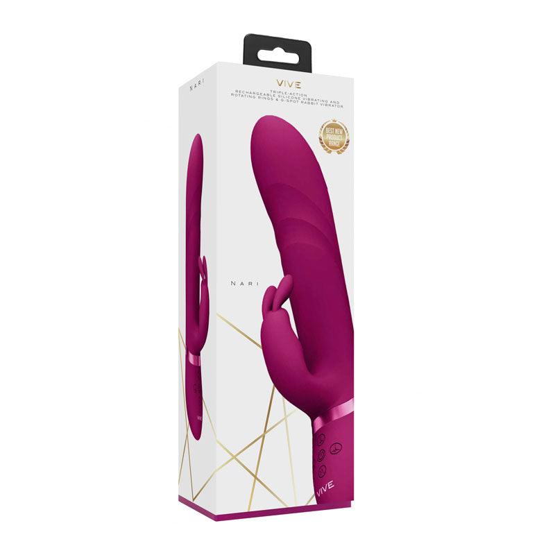 VIVE Nari - Pink - Pink 24.1 cm USB Rechargeable Rabbit Vibrator - VIVE053PNK