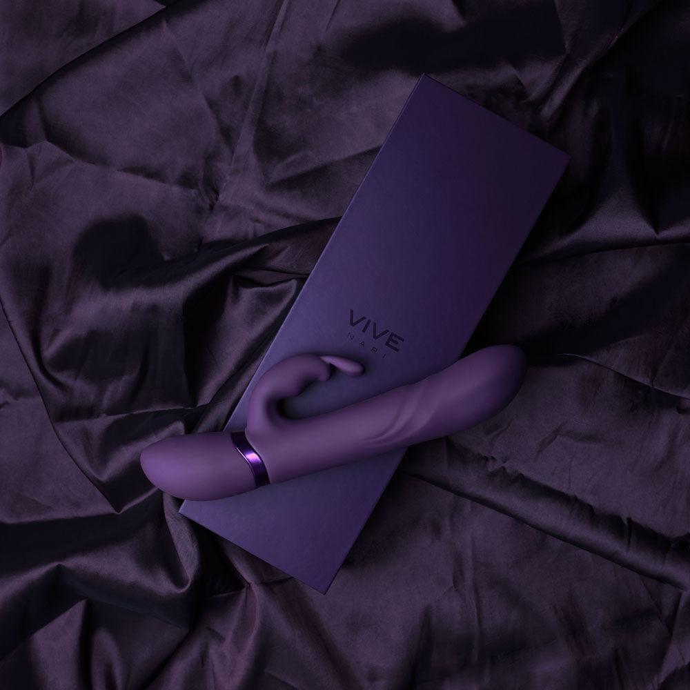 VIVE Nari - Purple - Purple 24.1 cm USB Rechargeable Rabbit Vibrator - VIVE053PUR