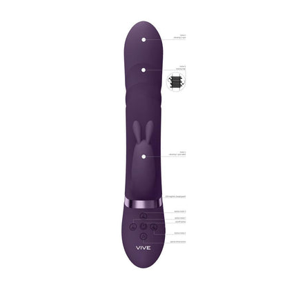 VIVE Nari - Purple - Purple 24.1 cm USB Rechargeable Rabbit Vibrator - VIVE053PUR