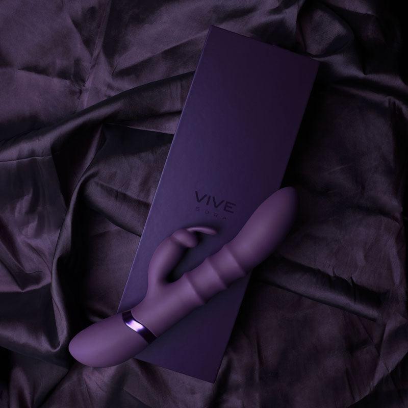 VIVE Sora - Purple - Purple 24.2 cm USB Rechargeable Rabbit Vibrator - VIVE054PUR