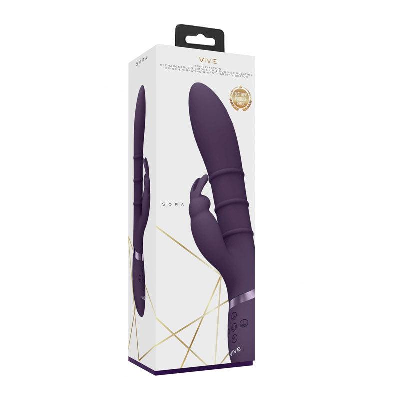 VIVE Sora - Purple - Purple 24.2 cm USB Rechargeable Rabbit Vibrator - VIVE054PUR