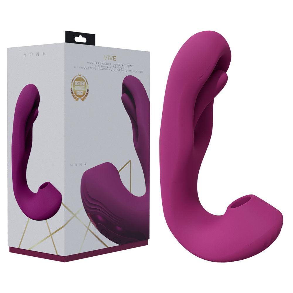 VIVE Yuna - Pink - Pink USB Rechargeable Flapping Vibrator with Air Pulsation - VIVE055PNK