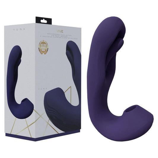 VIVE Yuna - Purple - Purple USB Rechargeable Flapping Vibrator with Air Pulsation - VIVE055PUR