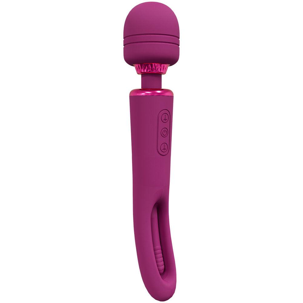 VIVE Kiku - Pink - Pink 25.2 cm USB Rechargeable Dual End Massage Wand with Flapping Tip - VIVE056PNK