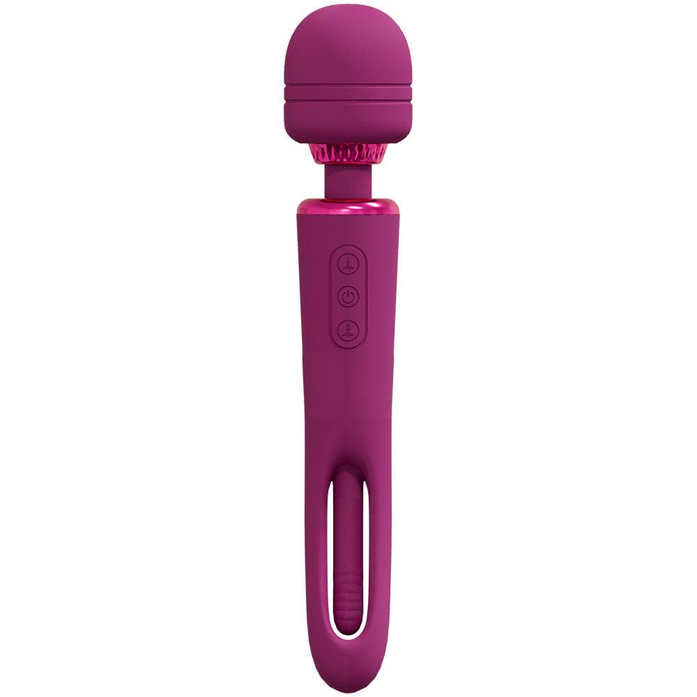 VIVE Kiku - Pink - Pink 25.2 cm USB Rechargeable Dual End Massage Wand with Flapping Tip - VIVE056PNK