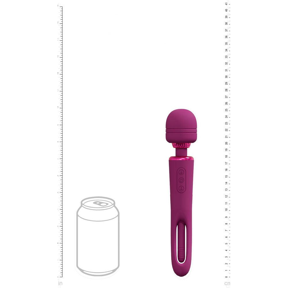 VIVE Kiku - Pink - Pink 25.2 cm USB Rechargeable Dual End Massage Wand with Flapping Tip - VIVE056PNK